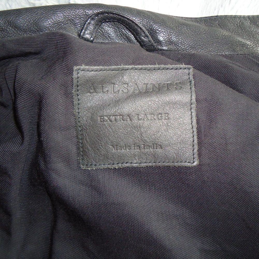 All Saints Mens Kallow Biker Leather Jacket Size XL NWOT - Picture 6 of 7